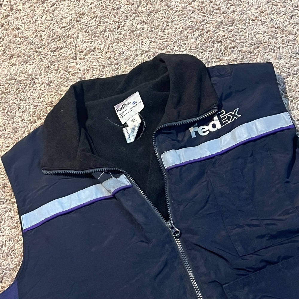 FedEx Stan Herman VF Imagewear Navy Blue Reflective Utility Work Vest Sz Large